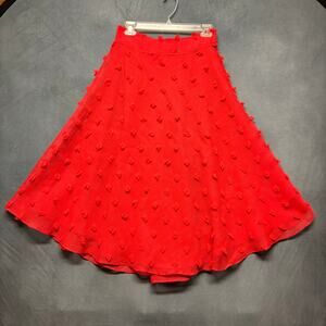 Anthropologie Stylekeepers Luxe Marlow Textured Midi Skirt Cherry Red Gauze Prep